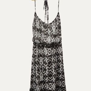 Ardene Black and White Abstract Print Halter Dress